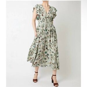 ULLA JOHNSON Brielle Silk Dress in botanical mist